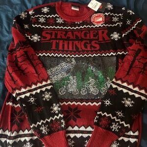 Netflix Stranger Things Red and Black Crewneck Sweater
